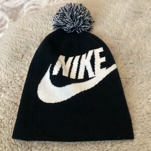 Nike Kids Black and White Pom Beanie